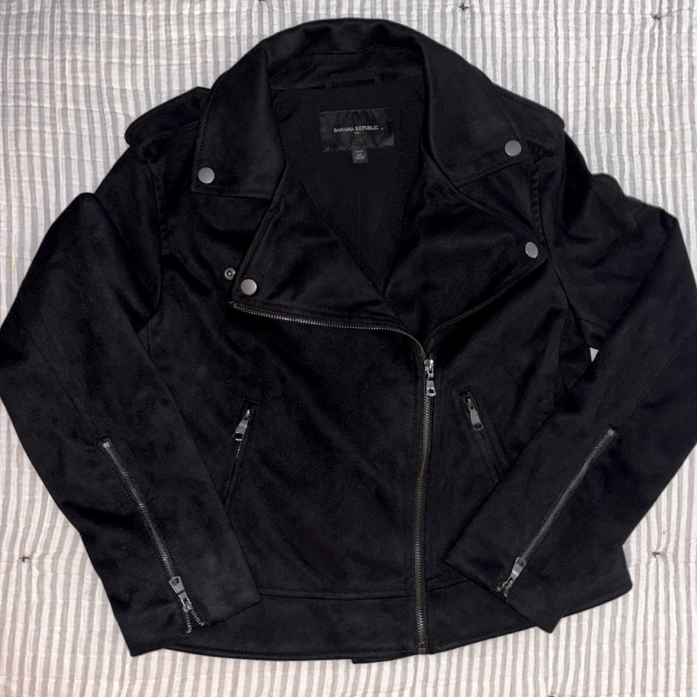 Black medium suede jacket from Banana Republic